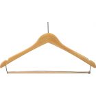 17" Natural Wood Anti-Theft Suit Hanger W/ Locking Bar & Notches