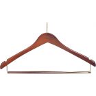 17" Walnut Wood Anti-Theft Suit Hanger W/ Locking Bar & Notches