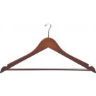 17" Walnut Wood Anti-Theft Suit Hanger W/ Suit Bar & Notches