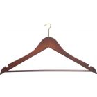 17" Walnut Wood Anti-Theft Suit Hanger W/ Suit Bar & Notches