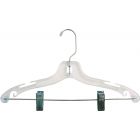 12" Clear Plastic Combo Hanger W/ Clips & Notches