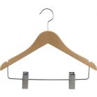 14" Natural Wood Combo Hanger W/ Clips & Notches