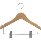 11" Natural Wood Combo Hanger W/ Clips & Notches
