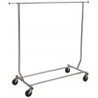 Chrome Metal Collapsible Single Bar Garment Rack