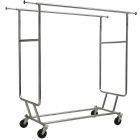 Chrome Metal Collapsible Double Bar Garment Rack