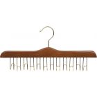17" Walnut Wood Belt Hanger W/ 12 Holders