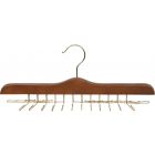 17" Walnut Wood Tie Hanger W/ 24 Clips