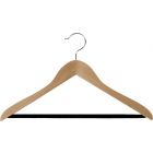 17" Natural Wood Suit Hanger W/ Flocked Bar