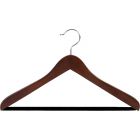 17" Walnut Wood Suit Hanger W/ Flocked Bar