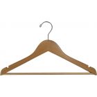 15" Natural Wood Suit Hanger W/ Suit Bar & Notches