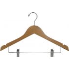 15" Natural Wood Combo Hanger W/ Clips & Notches