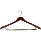 18" Walnut Wood Suit Hanger W/ Locking Bar