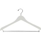 17" White Wood Suit Hanger W/ Locking Bar