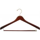 17" Walnut Wood Suit Hanger W/ Locking Bar