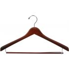 17" Walnut Wood Suit Hanger W/ Locking Bar