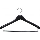 17" Matte Black Wood Suit Hanger W/ Locking Bar