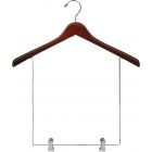 17" Walnut Wood Display Hanger W/ 12" Deluxe Clips