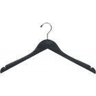 15.5" Matte Black Wood Top Hanger W/ Notches & Rubber Strips