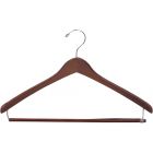 17" Walnut Wood Suit Hanger W/ Locking Bar