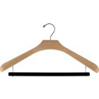 18" Natural Wood Suit Hanger W/ Flocked Bar