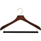 18" Walnut Wood Suit Hanger W/ Flocked Bar