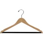 17" Natural Wood Suit Hanger W/ Flocked Bar & Notches