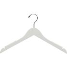 15.5" White Wood Top Hanger W/ Notches & Rubber Strips