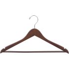 17" Rubber Coated Walnut Wood Suit Hanger W/ Suit Bar & Notches