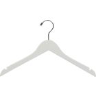 17" Rubber Coated White Wood Top Hanger W/ Notches