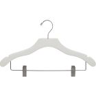 17" White Wood Combo Hanger W/ Clips & Notches