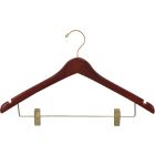 17" Walnut Wood Combo Hanger W/ Clips & Notches