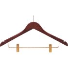 17" Walnut Wood Anti-Theft Combo Hanger W/ Clips & Notches
