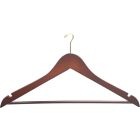 17" Walnut Wood Anti-Theft Suit Hanger W/ Suit Bar & Notches