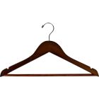 15.5" Walnut Wood Suit Hanger W/ Suit Bar & Notches
