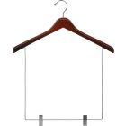 17" Walnut Wood Display Hanger W/ 12" Clips