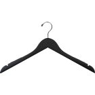 17" Matte Black Wood Top Hanger W/ Notches & Rubber Strips
