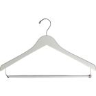 17" White Wood Suit Hanger W/ Locking Bar