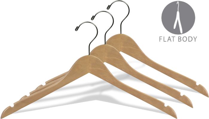 what we want WOODHANGER ウォルナット Wood Top Hanger, Box of 25 Space Saving 17 Inch Flat Wooden