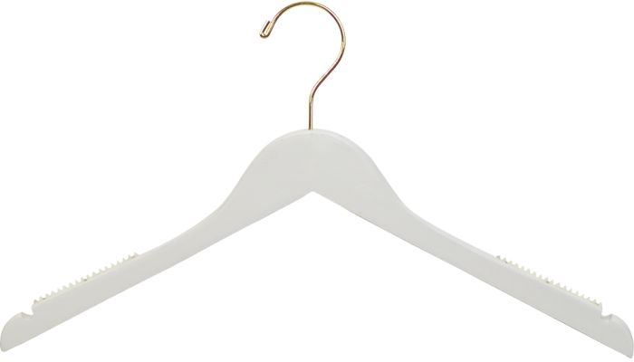Order White Wood Coat Hanger With Notches & Rubber Strips - 15
