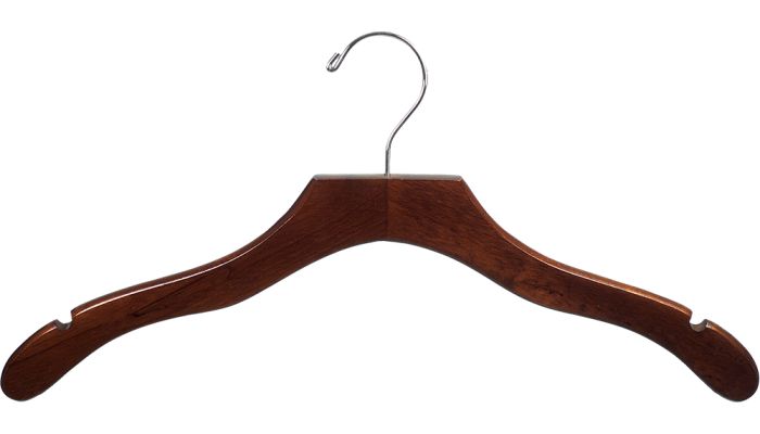 what we want WOODHANGER ウォルナット Save on Wavy Walnut Wood Coat Hanger With Chrome Hook - 17
