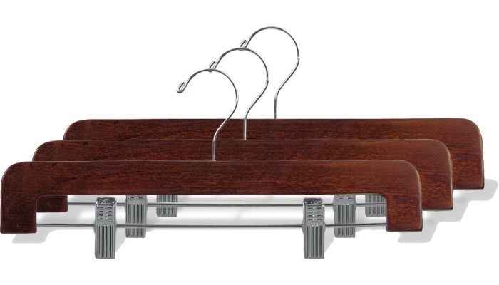 Order Walnut Wood Curved Pant Hanger With Chrome Hardware - 14