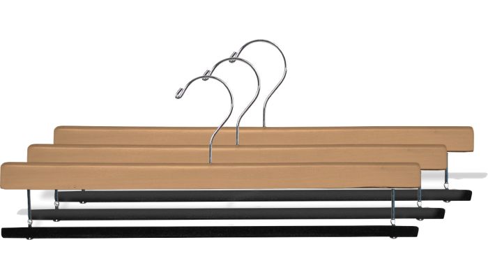 Order Natural Wood Pant Hanger With Flocked Bar - 16
