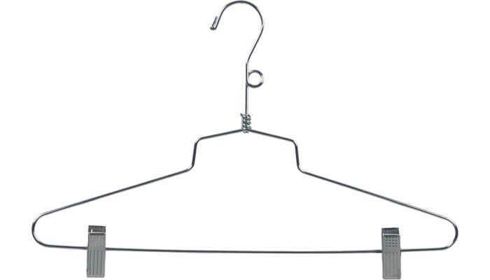 Save on Polished Chrome Metal Salesman Combo Clothes Hanger With Loop Hook 16