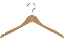 17" Natural Wood Slim Line Top Hanger W/ Notches