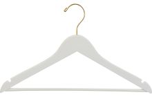 17" White Wood Suit Hanger W/ Suit Bar & Notches