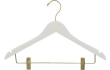 17" White Wood Combo Hanger W/ Clips & Notches
