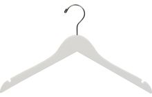 17" White Wood Slim Line Top Hanger W/ Notches