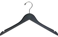 17" Black Wood Slim Line Top Hanger W/ Notches