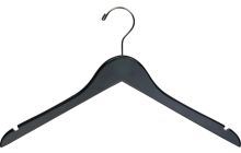 17" Rubber Coated Black Wood Top Hanger W/ Notches
