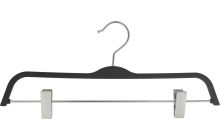 14.75" Black Rubber Coated Plastic Pant Hanger W/ Clips